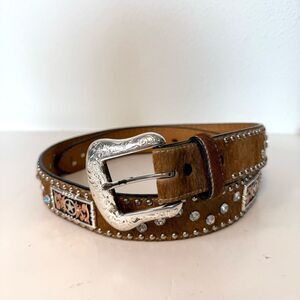 Ranger Belt Company Leather Calf Hair Western Belt Size 38
